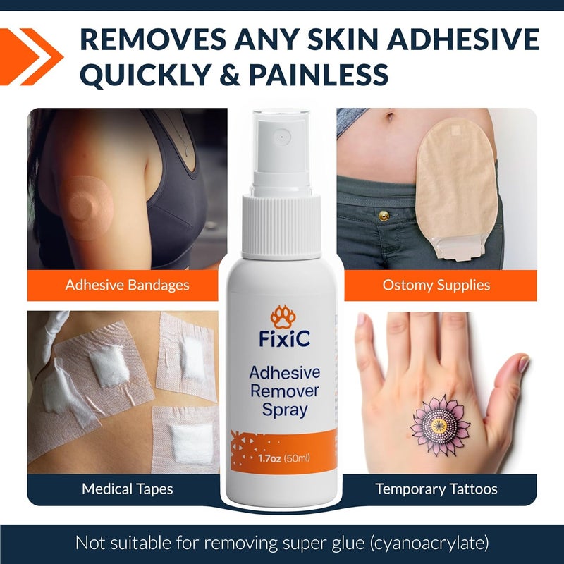 Fixic Adhesive Remover Spray - Delicate Formula for Skin, Ostomy Supplies, and Bandages - Alcohol-Free, 1.7 oz (50 ml) - Image 5
